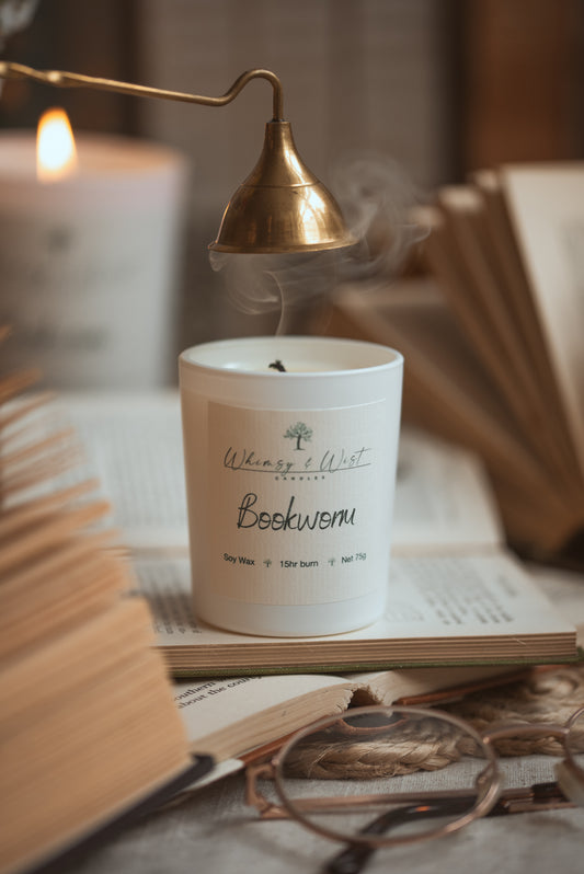 Bookworm Soy Candle. Available in 2 sizes