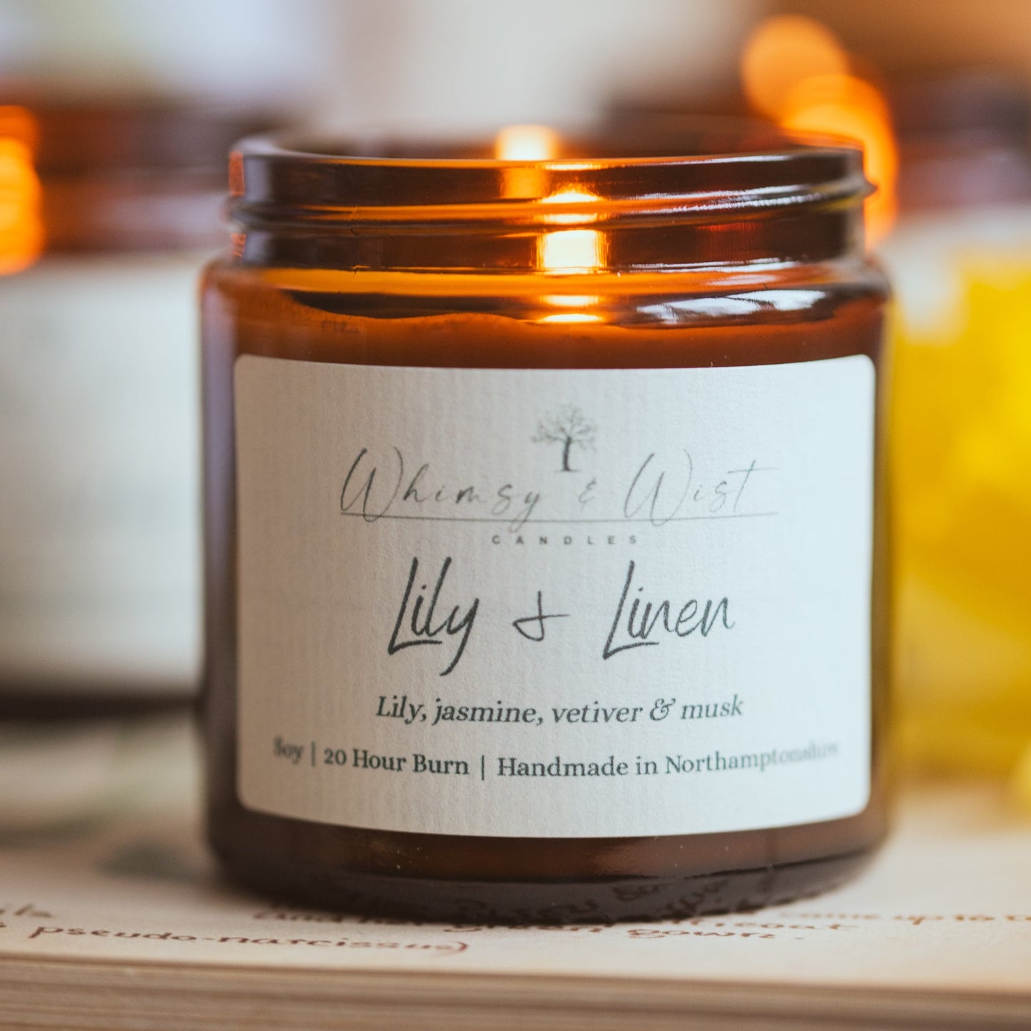 Lily & linen scented candle, part of a Spring scented trio