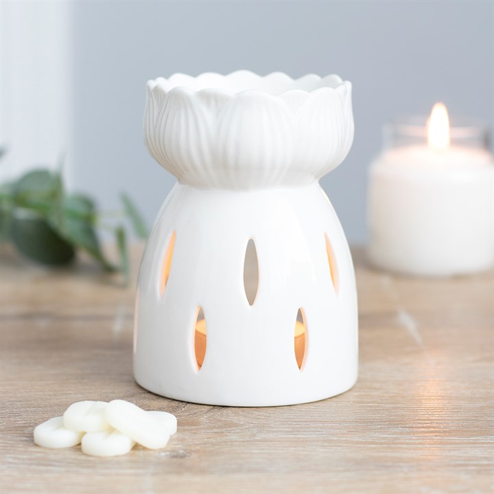 White Lotus Flower Wax Melt Burner