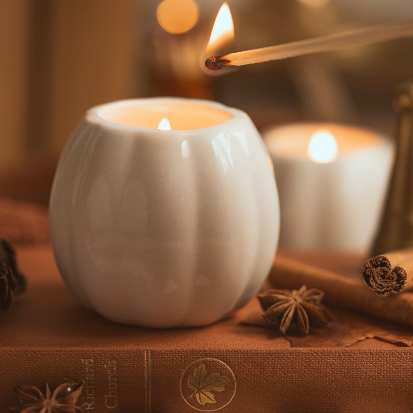 Ceramic Pumpkin Mini Candle
