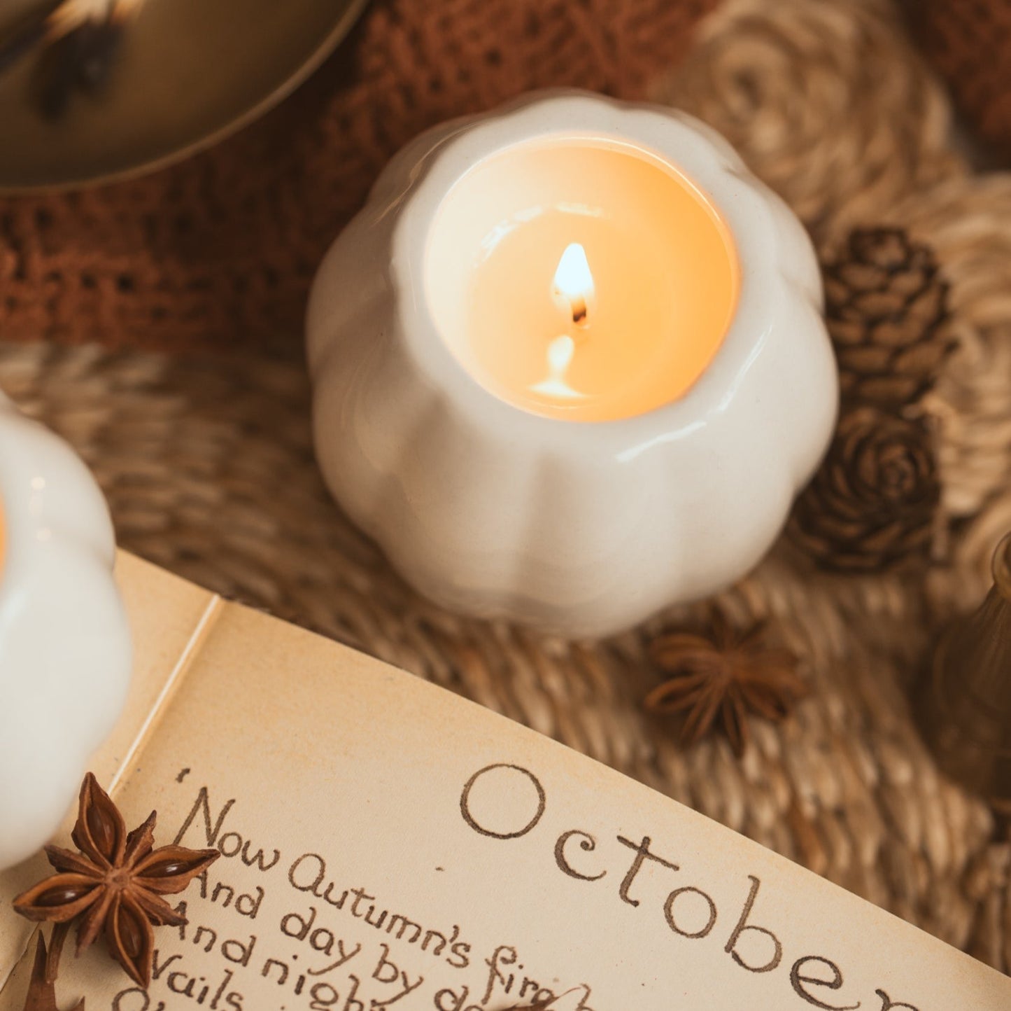 Ceramic Pumpkin Mini Candle
