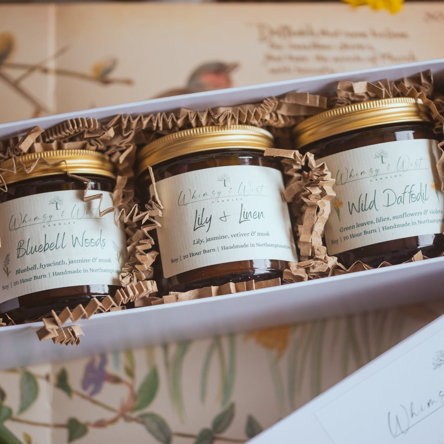 Spring Trio candle gift set – Wild Daffodil, Bluebell Woods and Lily & Linen