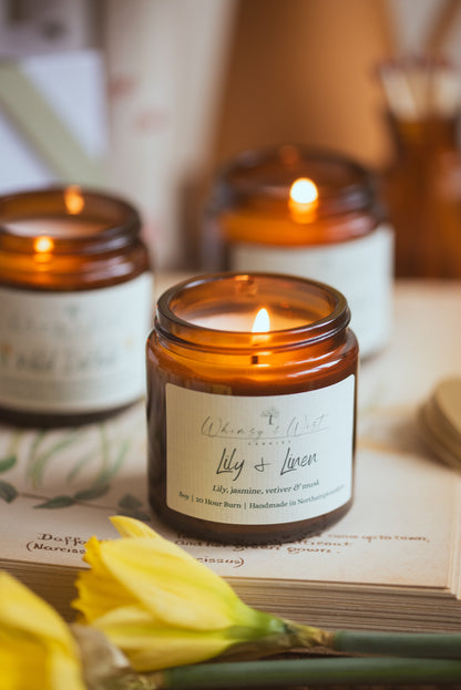 Lily & Linen Candle, part of a trio