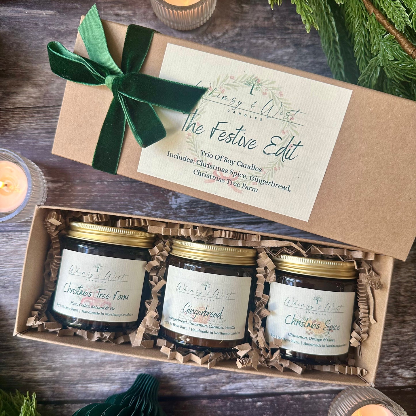 Trio of Soy Christmas candles in a gift box