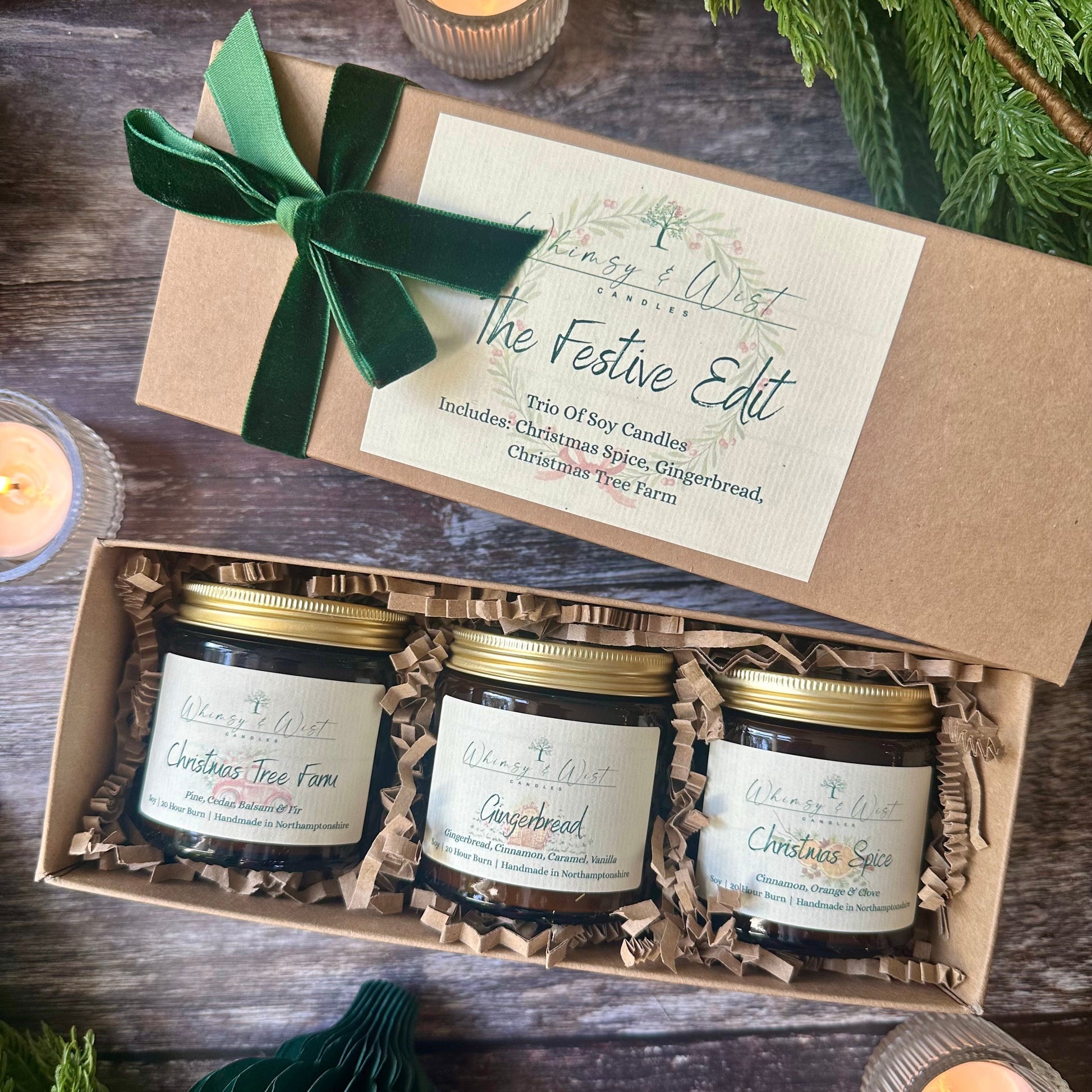 Trio of Soy Christmas candles in a gift box