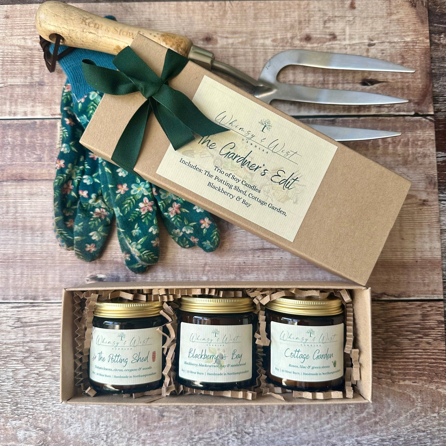 Set of 3 candles in garden scents, presented in a gift box