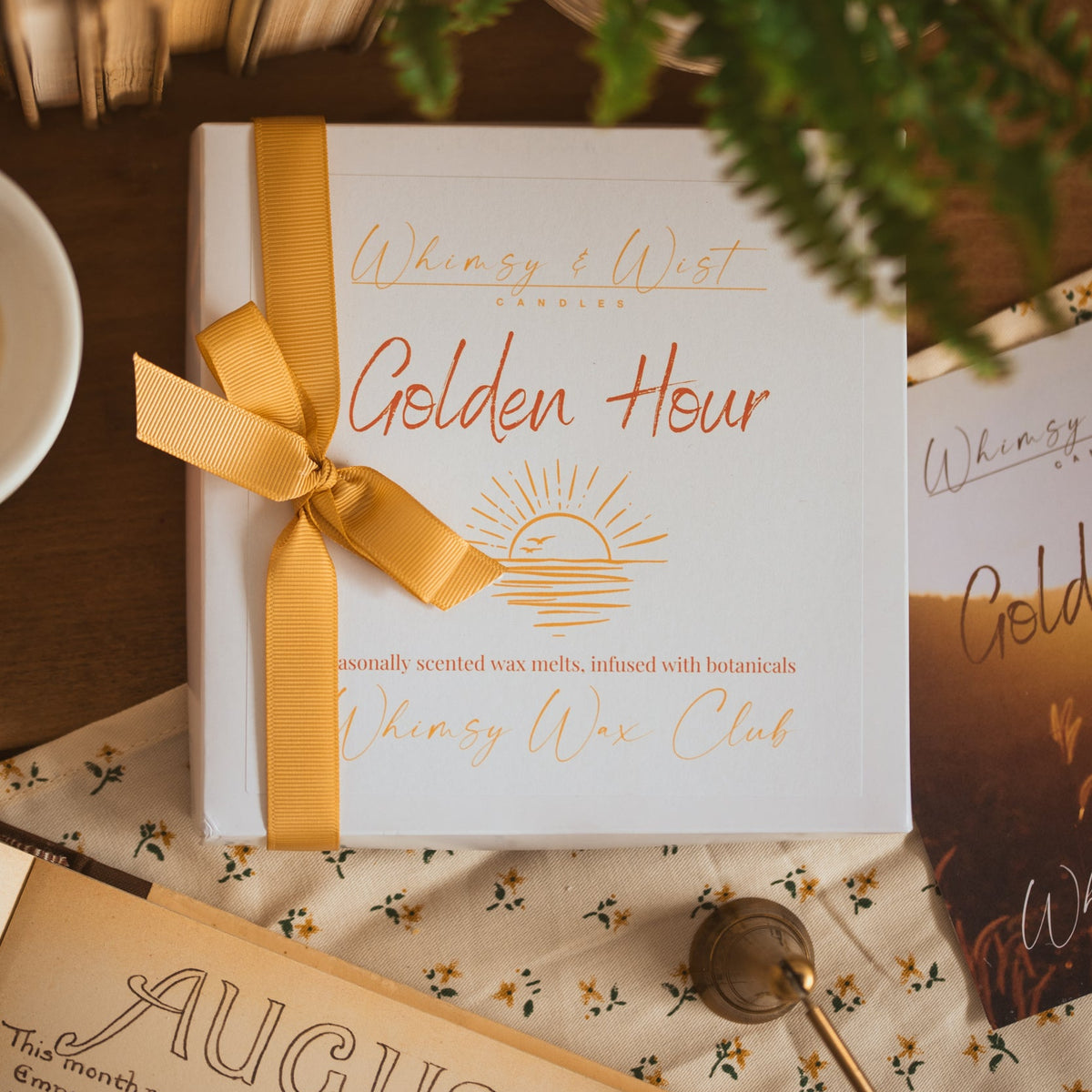 Wax melt subscription box, called Golden Hour